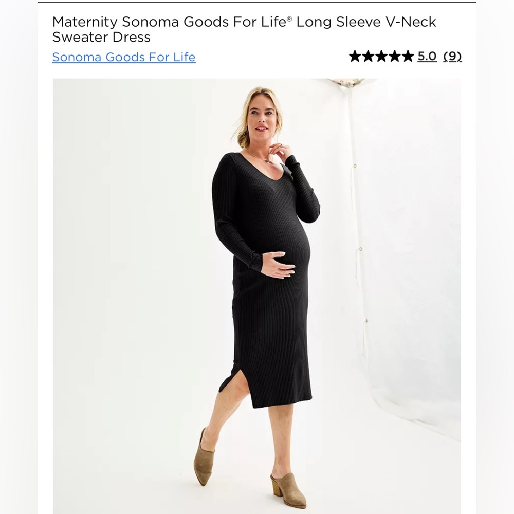 Maternity V-Neck Sweater Dress